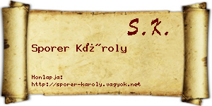 Sporer Károly névjegykártya